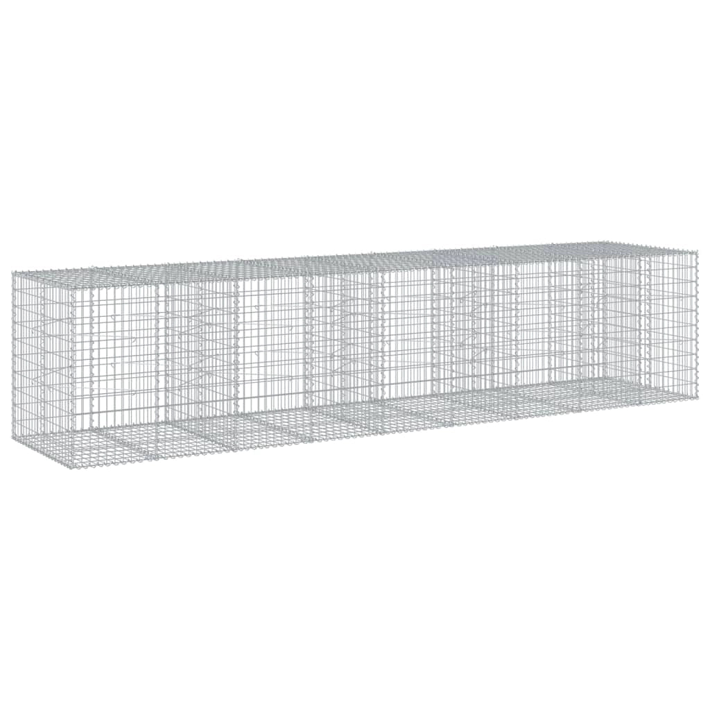 Gabbione recinto a gabbia muro di contenimento con coperchio 450 x 100 x 100 cm ferro zincato argento 02_0040167