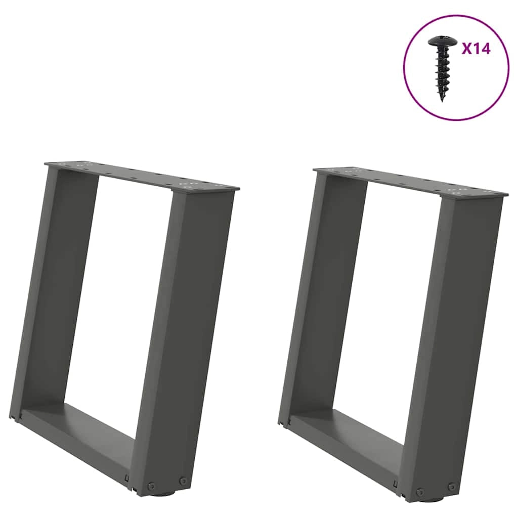 Set di 2 gambe regolabili per tavolino da caffè a forma di U 50 x 43 cm design moderno linee pulite acciaio antracite 02_0057050