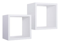 Set 2 Mensole Cubo da Parete Quadrato in Fibra di Legno Q-Bis Maxi Bianco