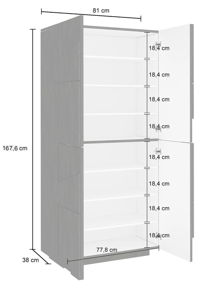 Scarpiera 4 Ante Battenti 81,2x39,2x167,6 cm Ping Ardesia