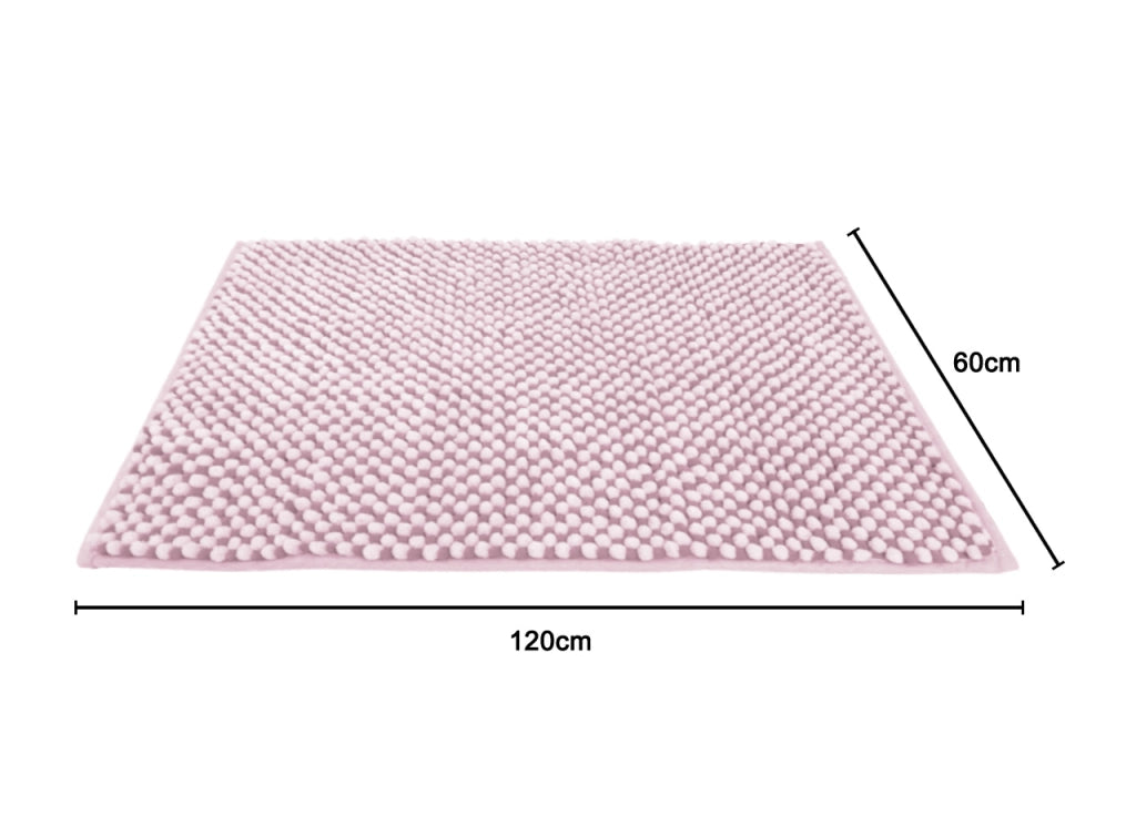 Tappeto Bagno Doccia Antiscivolo In Ciniglia Super Assorbente Modello Dots - 60x120 - Rosa