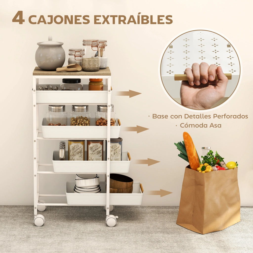 Carrello da cucina con cassetti ¨C Minimal ¨C 39,5x24x82 cm bianco