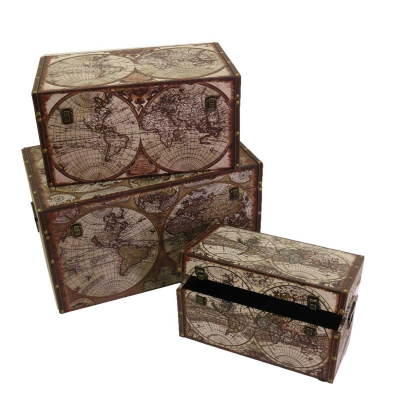 Baule ecopelle 1-3 mappamondo rettangolare cm 59x36h33