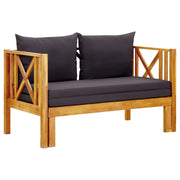 Panca da giardino mobili da giardino per esterni terrazza 2 posti e cuscini 122 x 66 x 68,5 cm legno massello di acacia 02_0011293