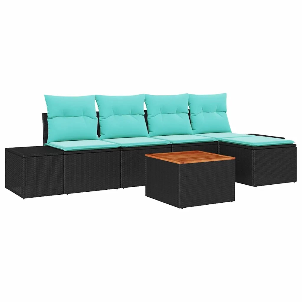 Set Divano da Giardino 6 pz Nero polyrattan 3347949