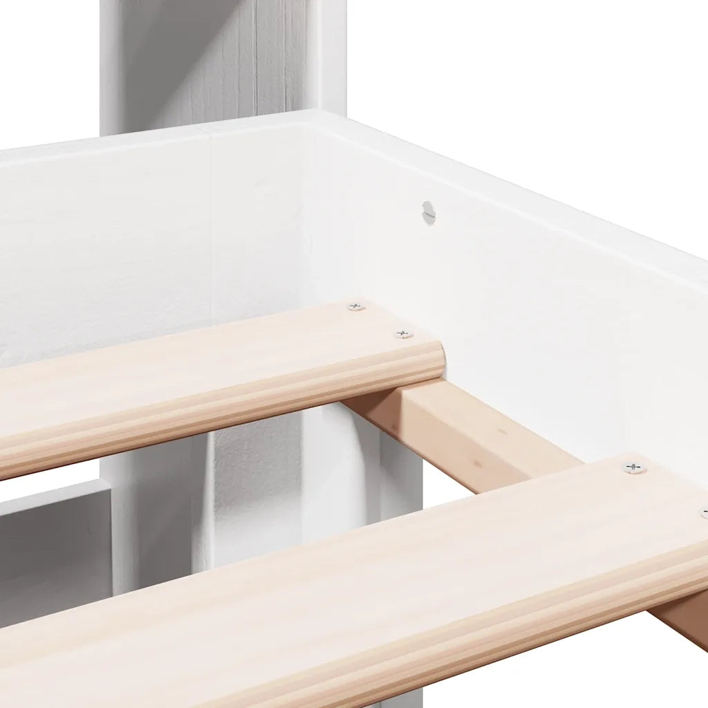 Letto Libreria senza Materasso Bianco 135x190 cm Legno di Pino 3322787