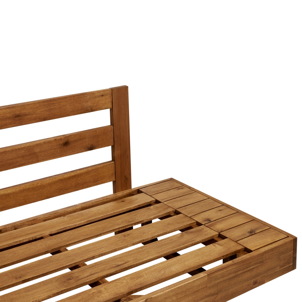 Divano da giardino in legno chiaro certificato Acacia per esterni a 2 posti con cuscini Design moderno e mediterraneo