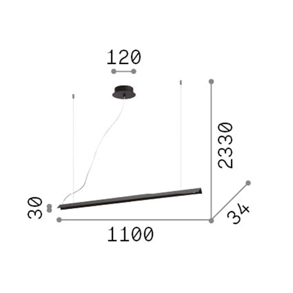 Sospensione Moderna V-Line Metallo Nero Led 20W 3000K Luce Calda