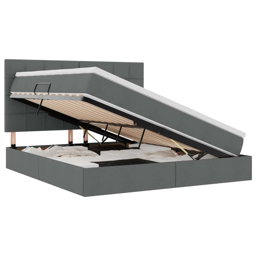 Letto con contenitore e LED con led Grigio scuro 180 x 200 cm