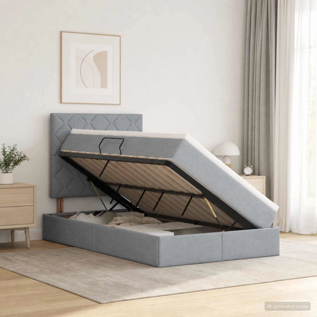Letto con contenitore LED e materasso Grigio Chiaro 3459999