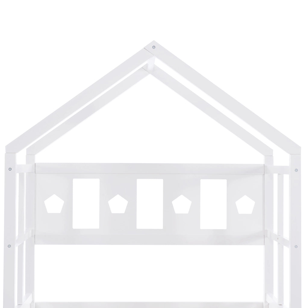 Letto a castello per bambini 207x97x159 cm con scala e cassetto; legno; bianco