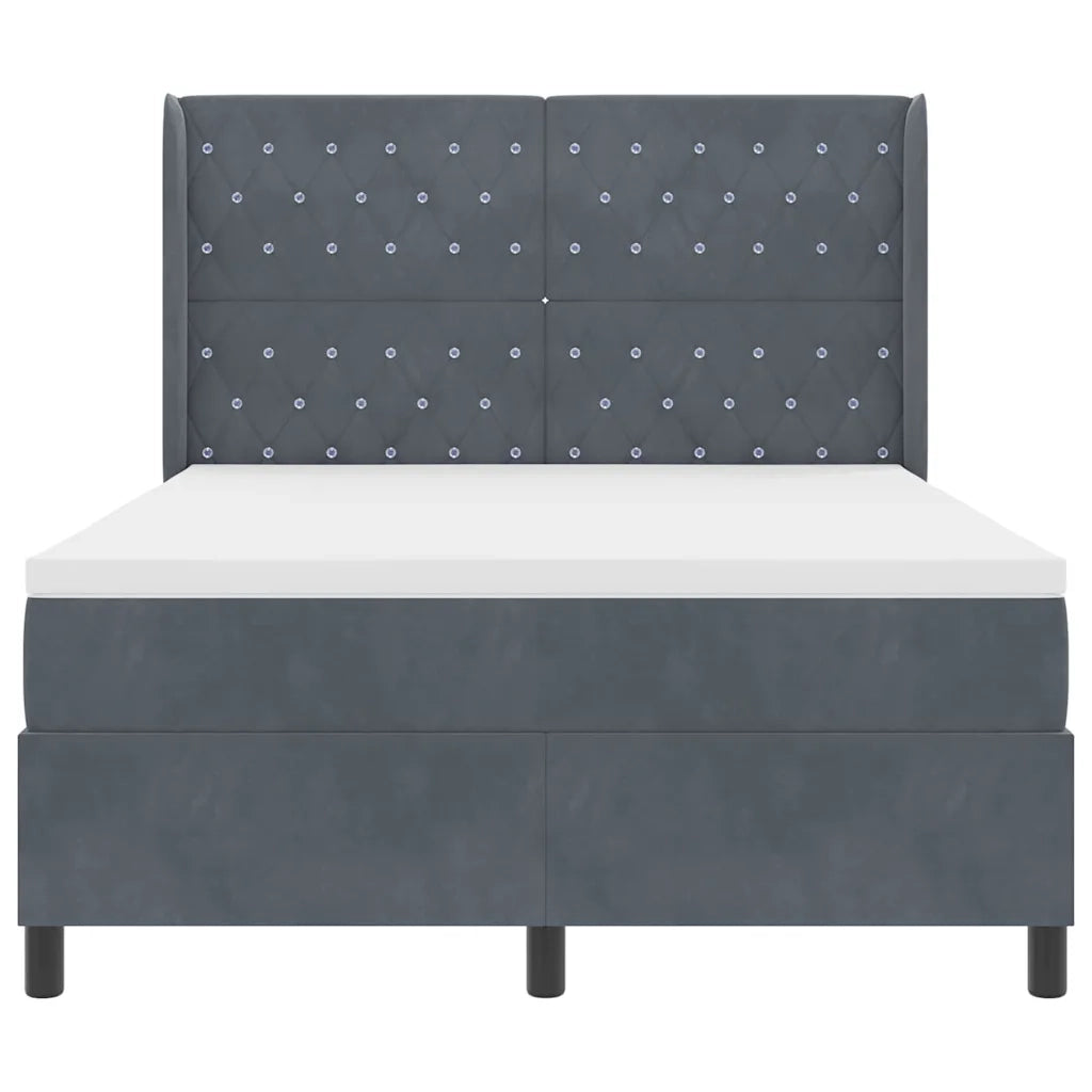 Letto a molle con materasso Grigio scuro 140 x 200 cm Velluto 3341955