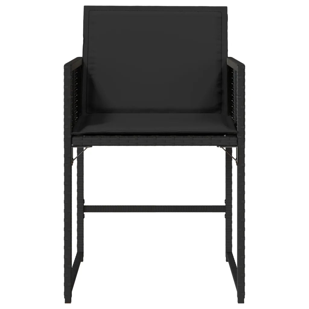 Sedie da Giardino con Cuscini 4 pz | Sedie da Esterno Nere in Polyrattan