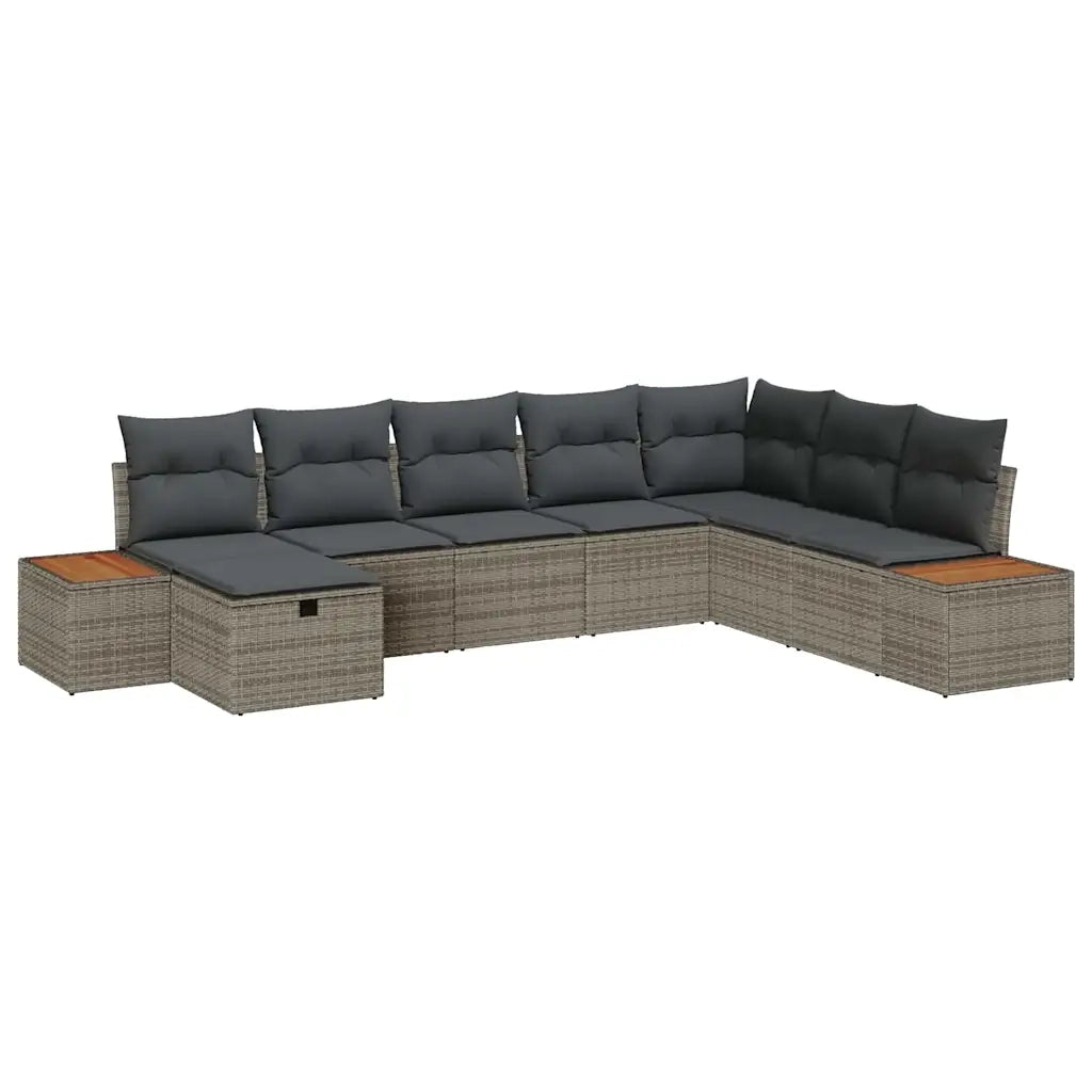 Set Divano da Giardino con cuscino Grigio polyrattan