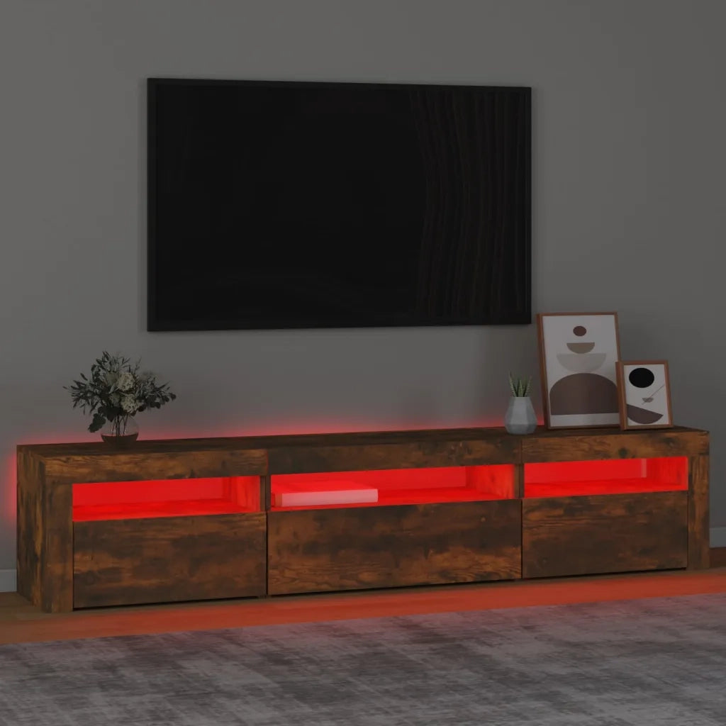 Mobile Porta TV con Luci LED Rovere Fumo 195x35x40 cm cod mxl 6384