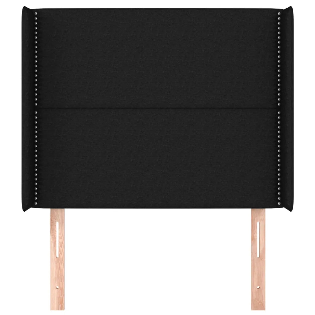 Testiera ad Orecchio-Testata con Orecchie Nera 93x16x118/128 cm in Tessuto 193679