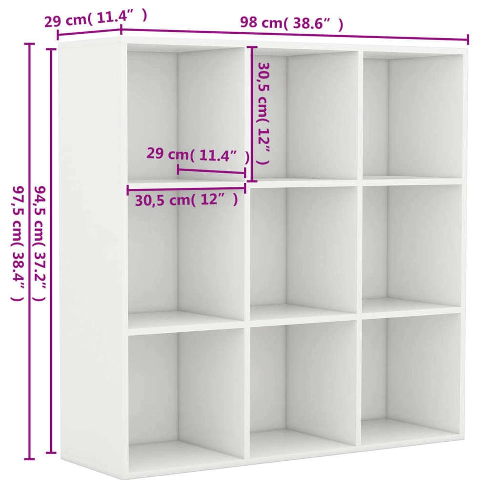 White Bookshelf 98x29x97.5 Cm, Engineered Wood