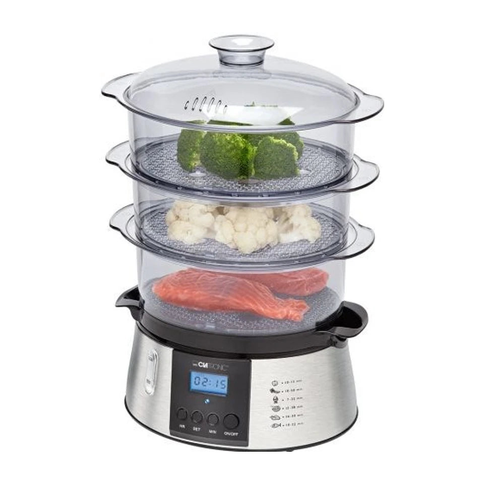 Clatronic DG 3547 vaporiera a 3 cestelli nera in acciaio inox 800 W