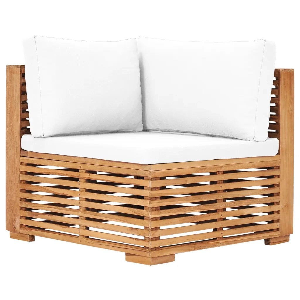 Divano Angolare da Giardino con Cuscino Crema Massello di Teak cod mxl 71891