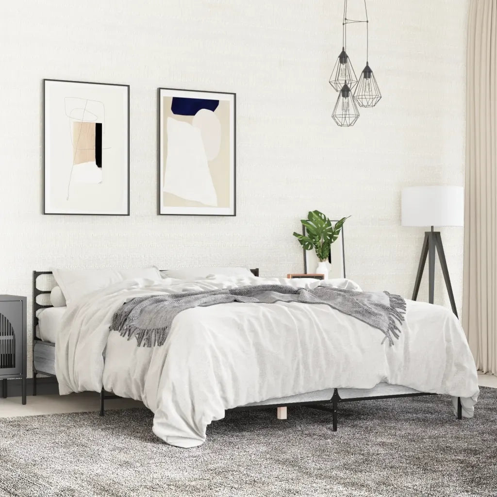 Giroletto-Struttura Letto Grigio Sonoma 140x200 cm in Legno Multistrato Metallo 469568