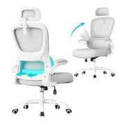 Sedia da ufficio ergonomica con doppio strato di tessuto a rete braccioli pieghevoli supporto lombare regolabile e poggiatesta funzione di oscillazione grigio 12_0004854