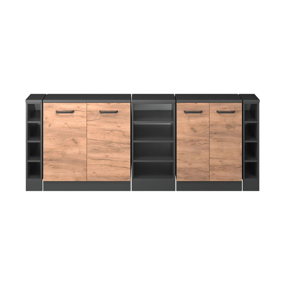 Set di mobili sottotetto Rion Rovere dorato/Antracite 210 cm Set di 5 carcasse armadio profondità 60 cm Vicco