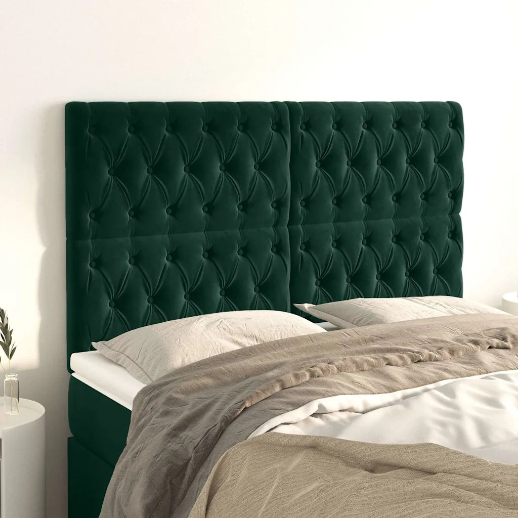 Testiera-Testata-Testiera Decorativa Verde Scuro 160x7x118/128 cm Velluto