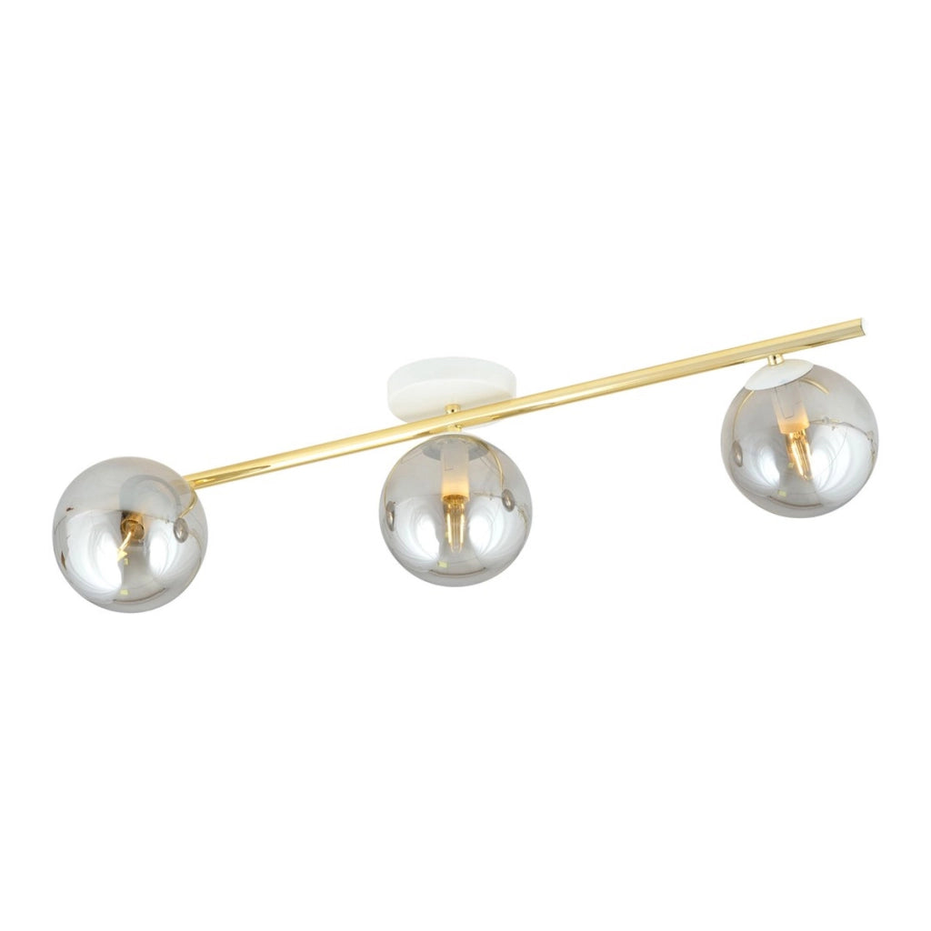 Lampada a sospensione SPLENDI in acciaio bianco e oro con diffusori grafite