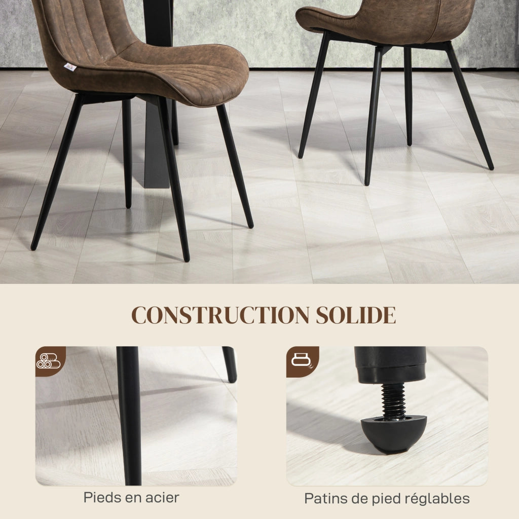 Set 2 Sedie da Pranzo Imbottite ¨C Xylo ¨C Velluto Marrone Schienale Capitonn¨¦ Design Moderno