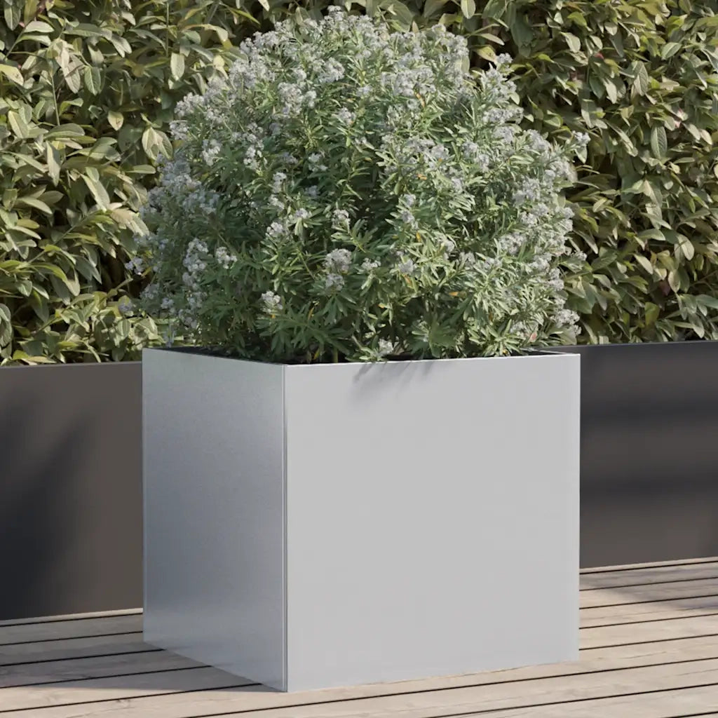 Fioriera-Vaso-Contenitore per Piante Argento 42x40x39 cm in Acciaio Zincato
