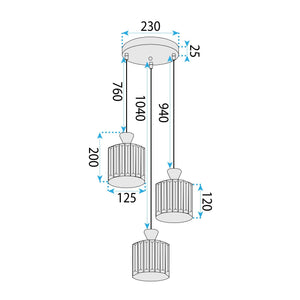 Lampada Ebt026-3cp Gold
