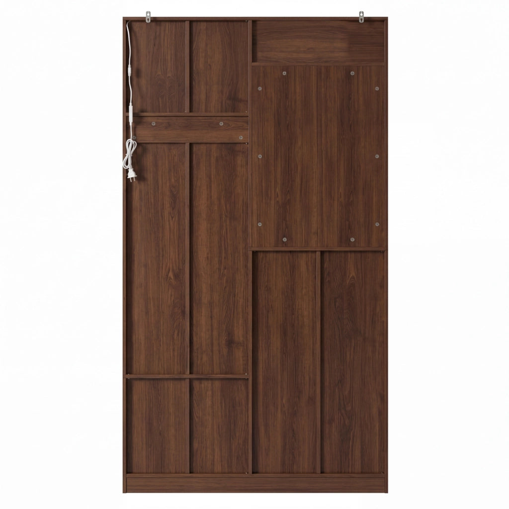 Mobile ingresso con specchio; panca e ganci; 2 cassetti; ripiani regolabili; LED; per ingresso; 100 Ã— 35 Ã— 180 cm