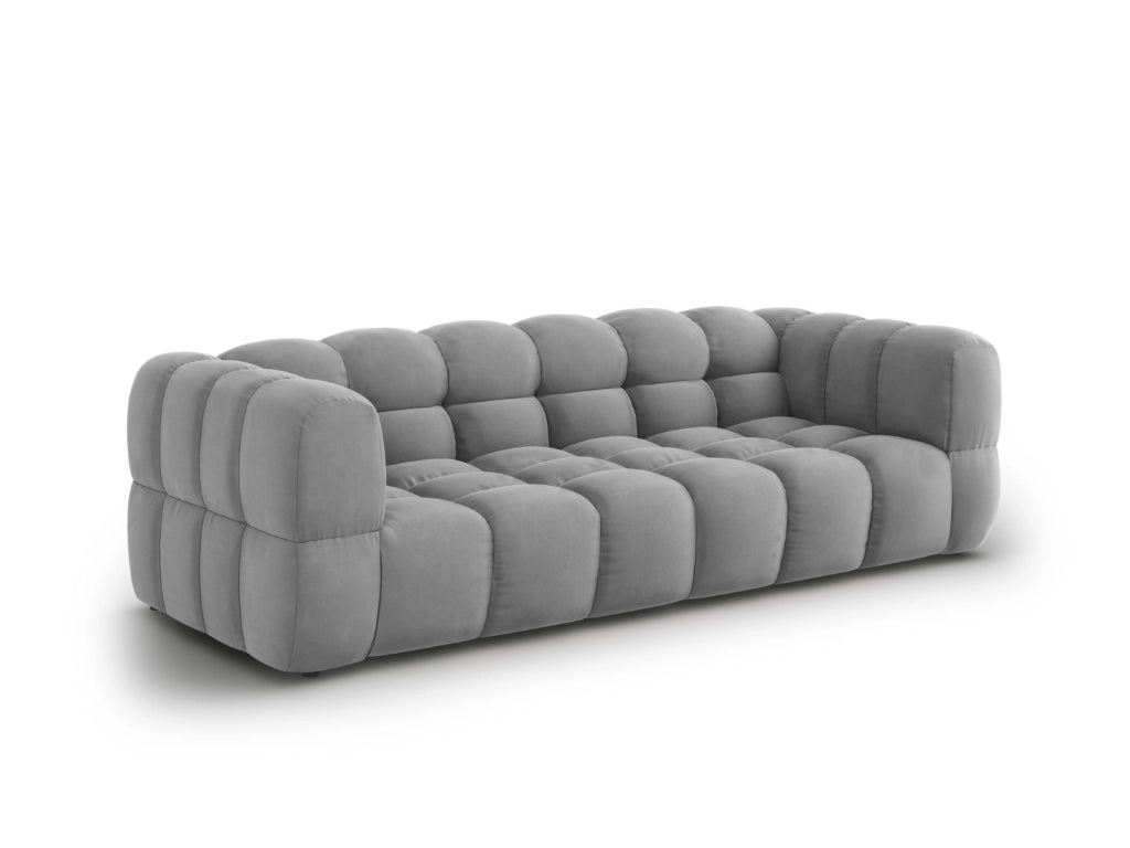 Cosmopolitan Design - Divano modulare "Sky" 4 posti in velluto grigio chiaro 