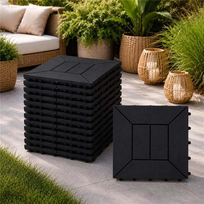 MA MAISON SET DI PIASTRELLE PER PAVIMENTO DA ESTERNO MODELLO EASY ANTRACITE 30,4X30,4X2 H CM - 0,36 M2 36 PEZZI