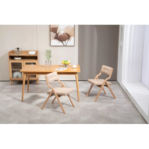 Sedie Pieghevoli Imbottite con Cuscino ¨C MINIMAL ¨C Set 2, Legno, Beige