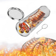 Set di griglia rotante - Griglia per verdure e carne in acciaio inossidabile - Modello a forma rotonda con forchetta - Griglia per barbecue