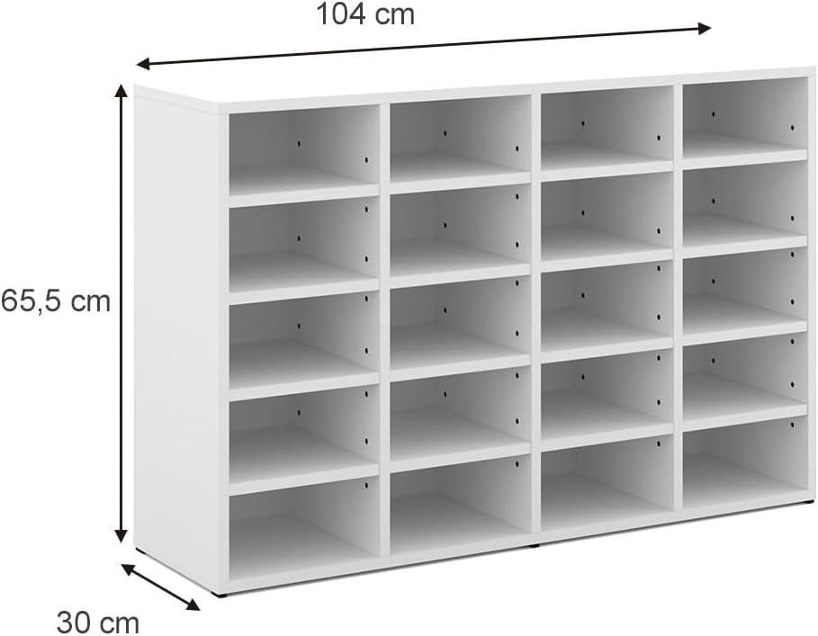 Scarpiera Lysander, Bianco, 104 x 65.5 cm, per una conservazione ordinata di scarpe e accessori