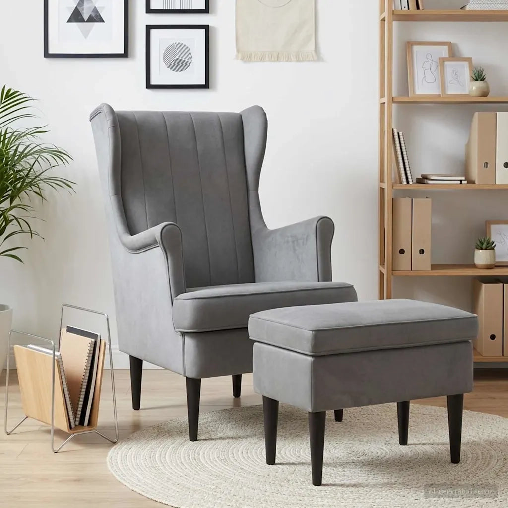 Poltrona con Ottomano 2 pz Grigio Scuro Velluto 3418825