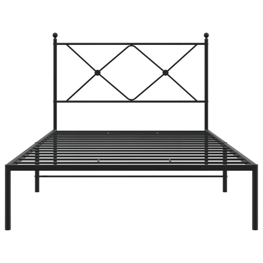 Giroletto con Testiera Metallo Nero 100x200 cm 376497