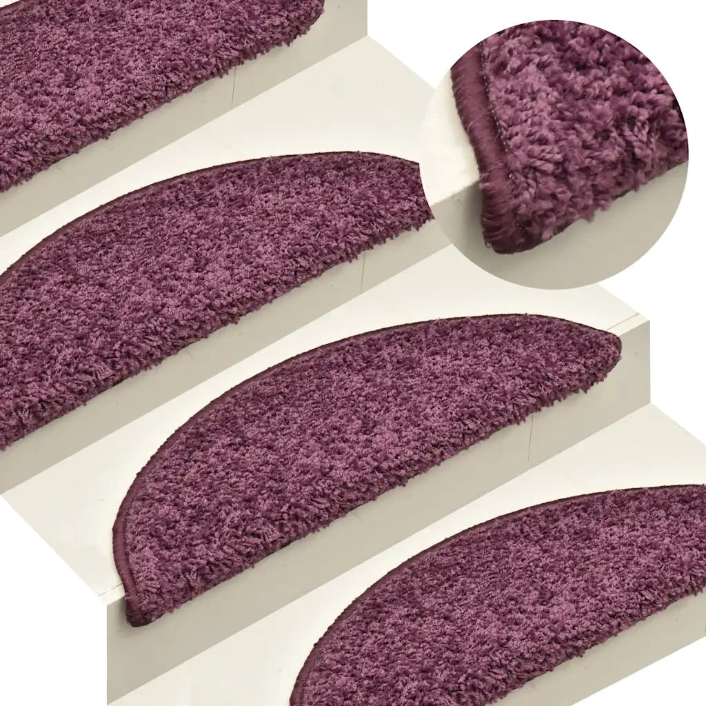 Tappetini per scale 15 pz 56x17x3 cm Viola scuro semicircolari 322384