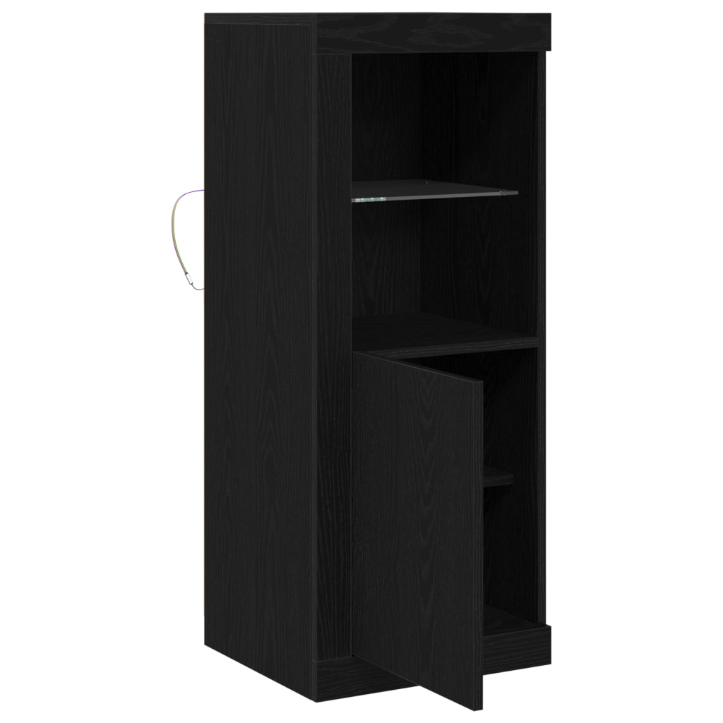 Credenza con luci LED Rovere Nero 41x37x100 cm