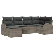 Set di divani da giardino 6 pezzi con cuscini grigio polyrattan