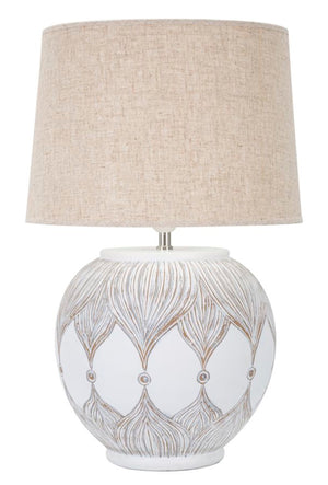 Lampada da Tavolo Rot. Atene 38x59x38 cm in Poliresina Bianco/Marrone