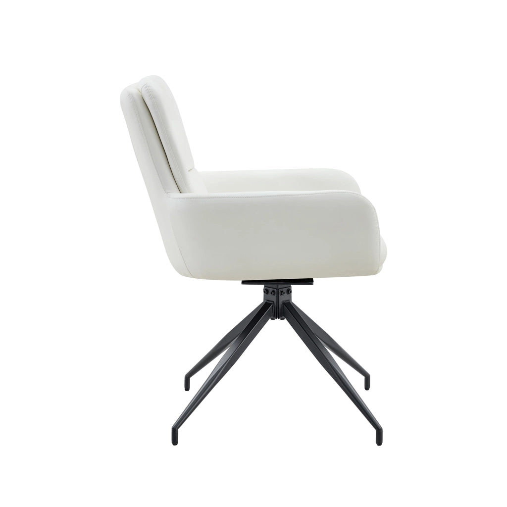 Set 2 Sedie da Pranzo Girevoli ¨C MINIMAL ¨C Rivestimento PU Bianco, Gambe in Metallo Nero