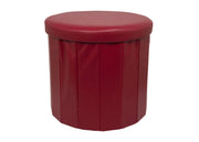 Pouf Salotto Contenitore Ecopelle Rotondo Pieghevole Tinta Unita - Pouf - Bordeaux