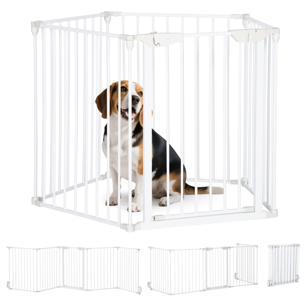 Cancellino per Cani Regolabile e Pieghevole ¨C zephmum ¨C Bianco 300x74.5 cm