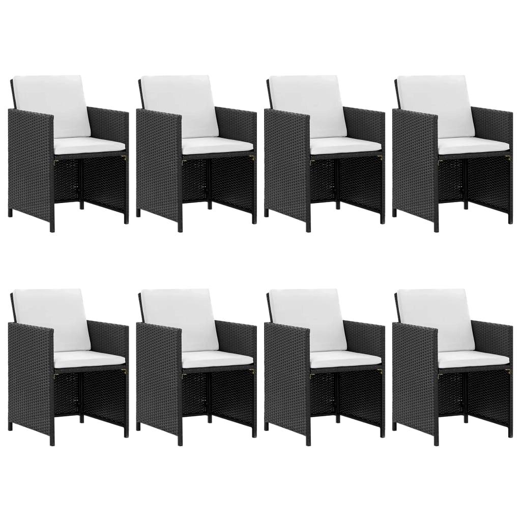 Set di mobili da giardino per esterni 9 pezzi con cuscini resina intrecciata nera 02_0018136