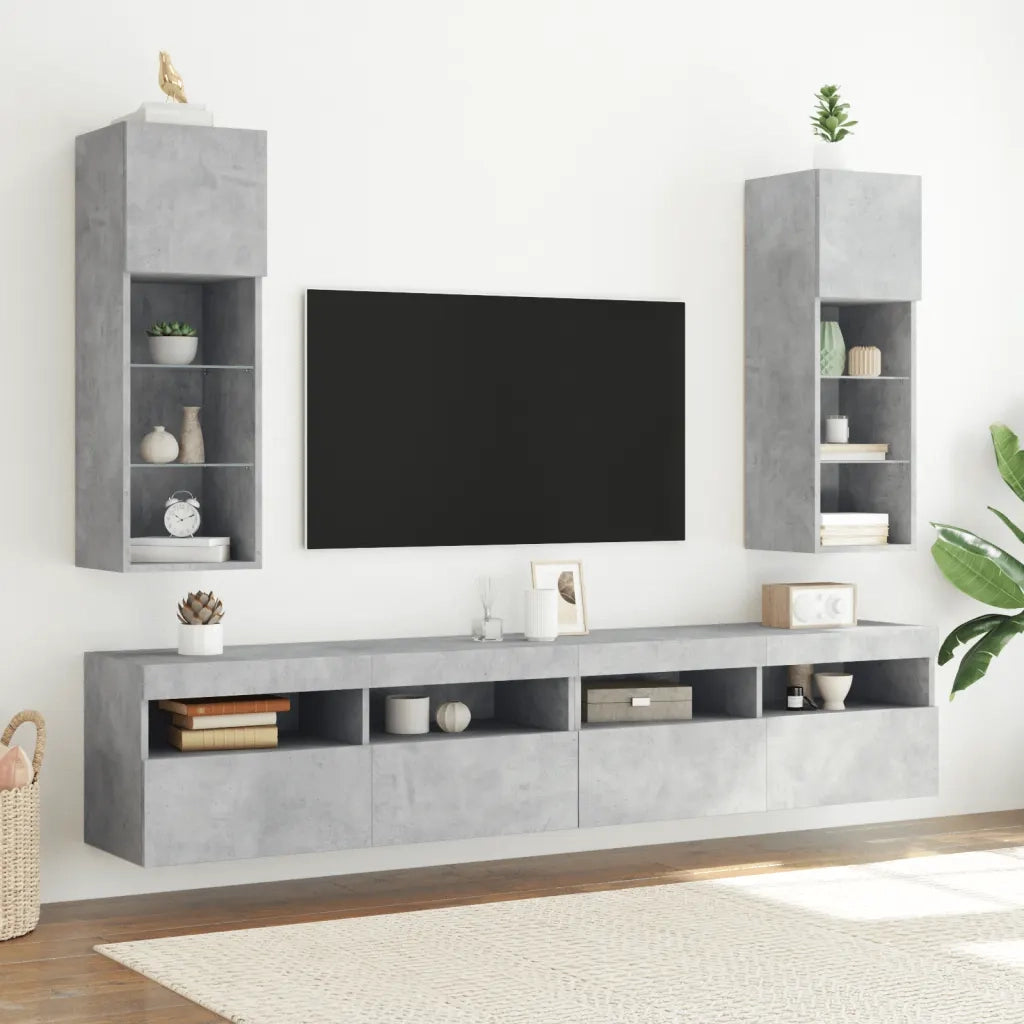 Mobile TV con Luci LED Grigio Cemento 30,5x30x90 cm 837007