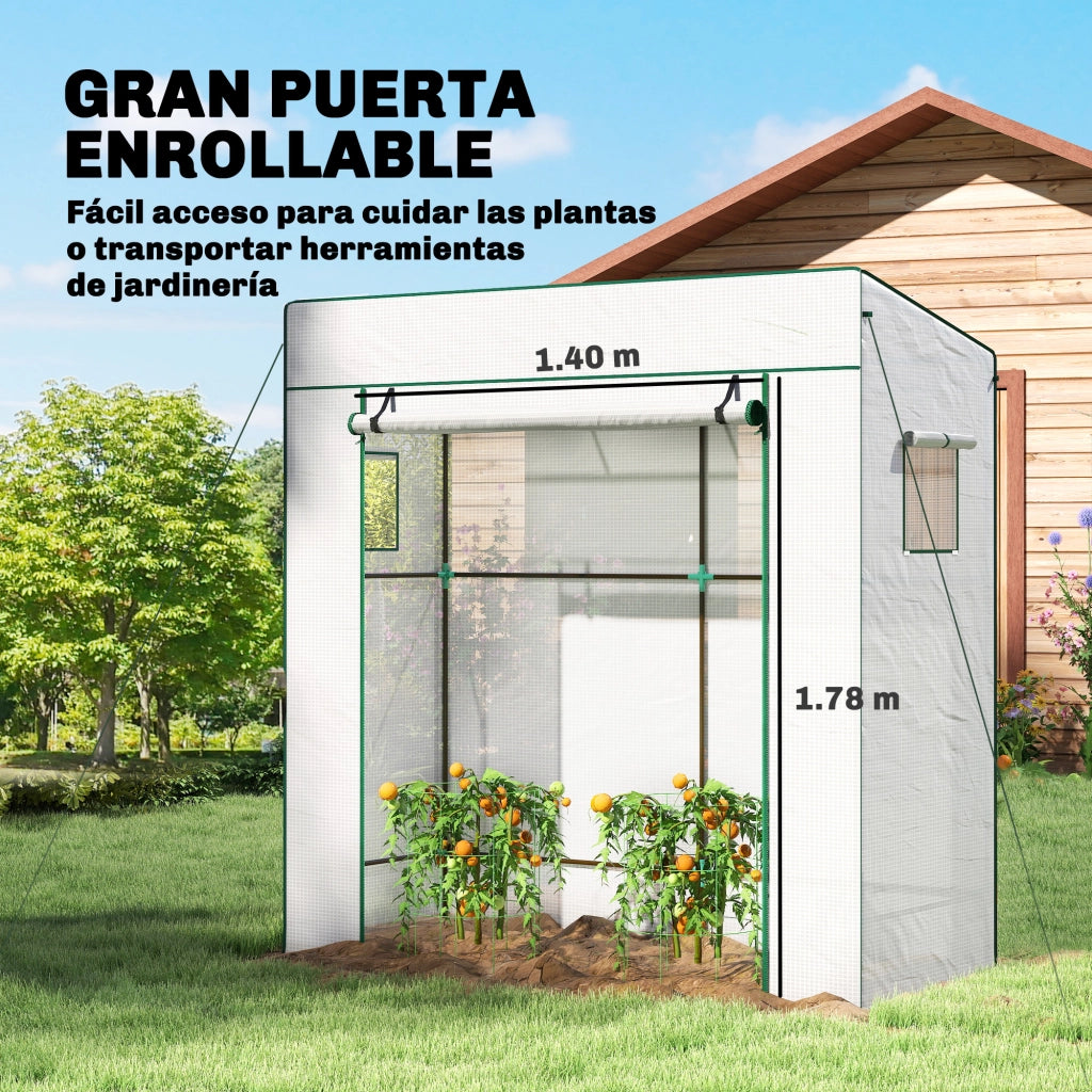 Serra da Giardino con Finestre a Rete e Porta con Cerniera per Piante ¨C zephmum ¨C 196x77x197 cm Bianco