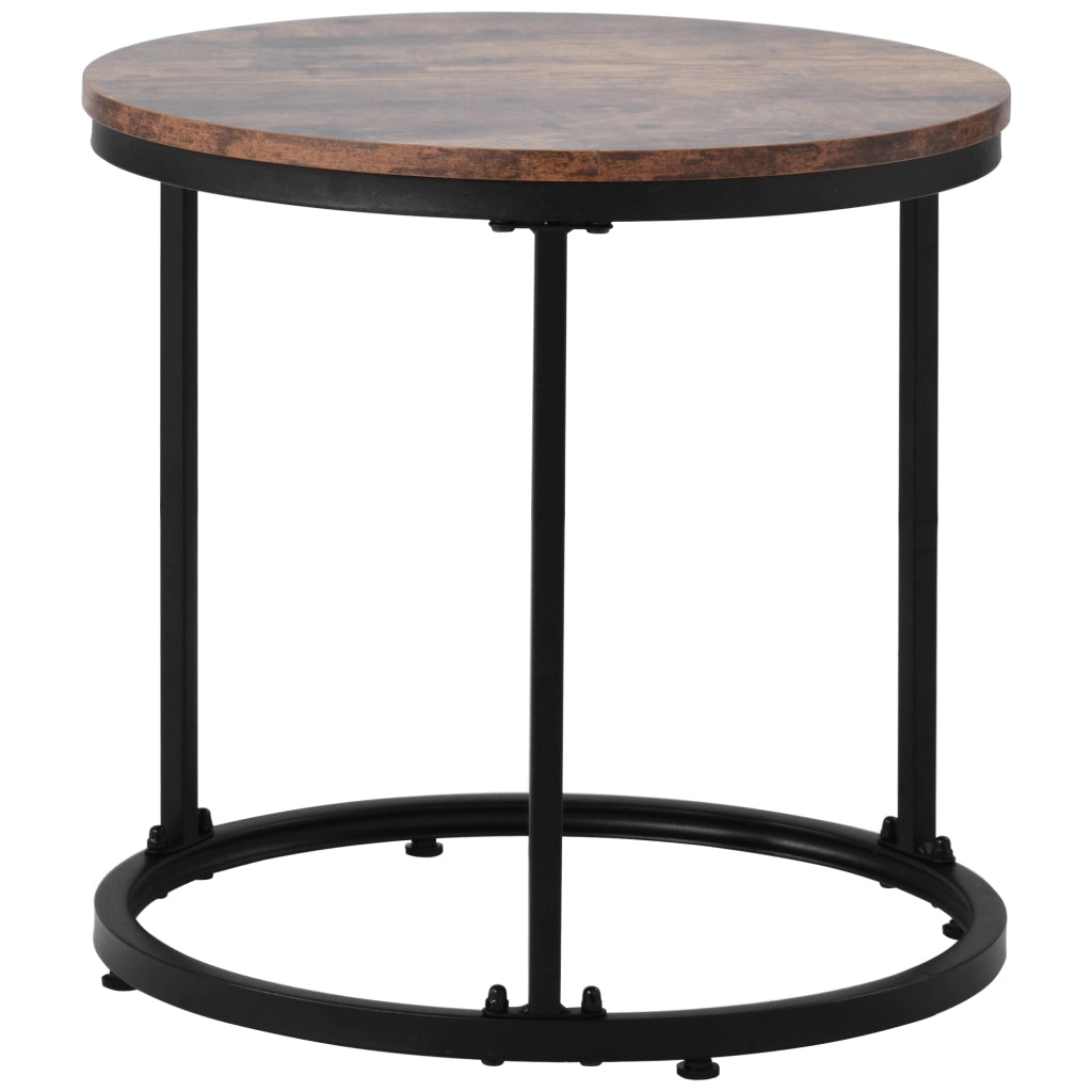 TAVOLINO DA SALOTTO Set 2 pezzi rotondo effetto legno marrone
